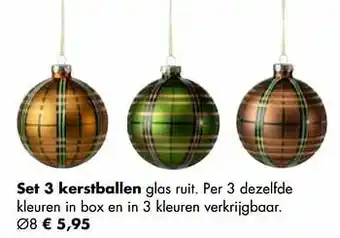 Multi bazar Set 3 kerstballen glas ruit aanbieding