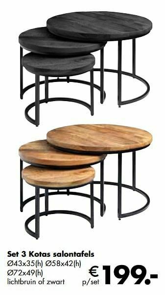 Multi bazar Set 3 kotas salontafels aanbieding
