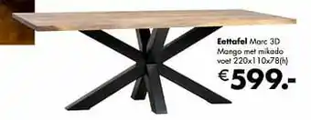 Eettafel marc 3d mango met mikado voet