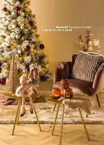 Multi bazar Bijzettafel tripod goud aanbieding