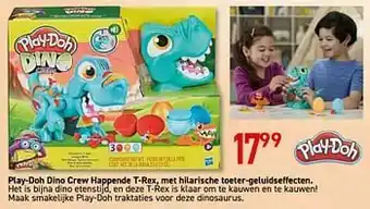 Play-doh dino crew happende t-rex, met hilarische toeter-geluidseffecten