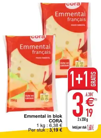 Cora Emmental in blok aanbieding