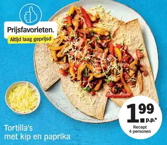 Albert Heijn Tortilla's met kip en paprika aanbieding