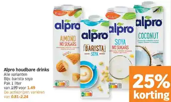 Albert Heijn Alpro houdbare drinks 1 liter aanbieding