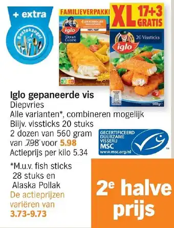 Albert Heijn Iglo gepaneerde vis 560g aanbieding