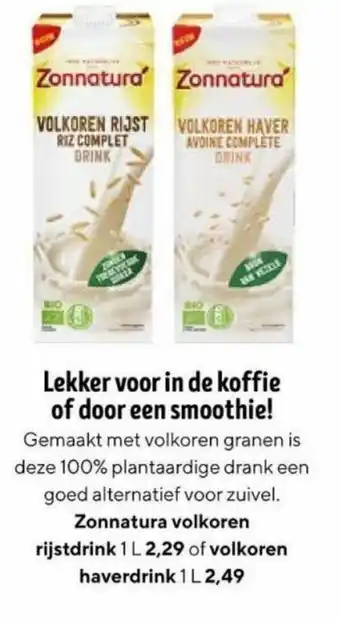 Jumbo Zonnatura volkoren rijstdrink, Volkoren haverdrink 1L aanbieding