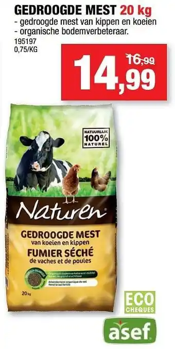 Hubo Gedroogde mest 20kg aanbieding