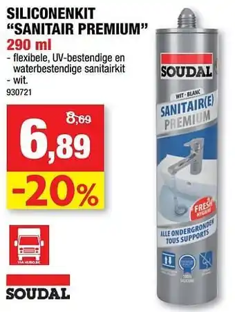 Hubo Siliconenkit sanitair premium 290ml aanbieding