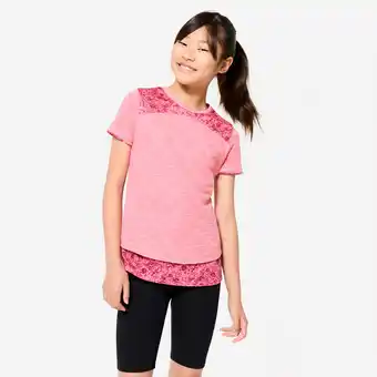 Decathlon 2-in-1 T-shirt voor meisjes roze met print aanbieding