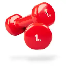 Decathlon Vinyl Dumbbells set per 2 stuks - 0,5 / 1 / 2 / 3 / 4 / 5 kg - rood aanbieding