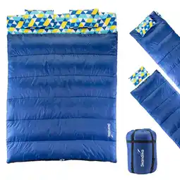 Decathlon Iceland Double Flannel - Slaapzak voor twee personen XXL - 220 x 150 cm - Blauw aanbieding