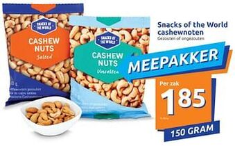 Action Snacks of the world cashewnoten 150gram aanbieding
