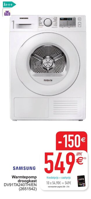 Cora Warmtepomp droogkast aanbieding
