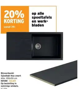 Spoelbak Noa zwart Afm. 100x50 cm