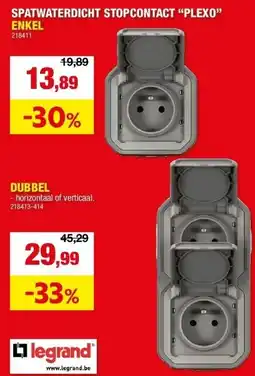 Hubo SPATWATERDICHT STOPCONTACT “PLEXO” aanbieding