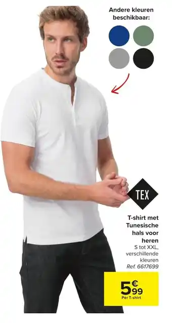 Carrefour T-shirt met Tunesische hals voor heren aanbieding