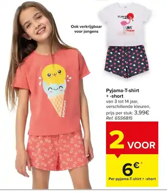 Carrefour Pyjama-T-shirt +-short aanbieding
