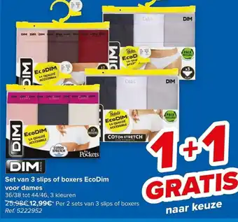 Carrefour Set van 3 slips of boxers EcoDim aanbieding