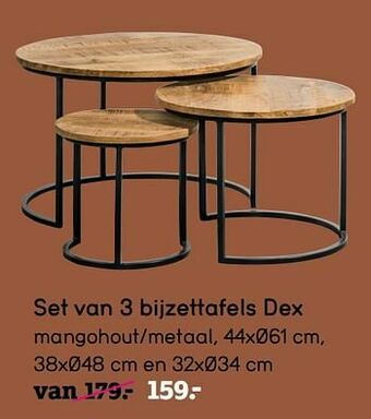 Leen Bakker Set van 3 bijzettafels dex aanbieding