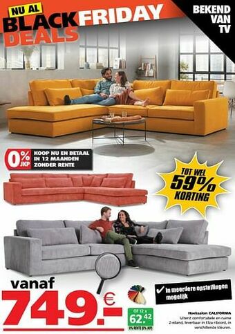 Seats and Sofas Hoeksalon california aanbieding