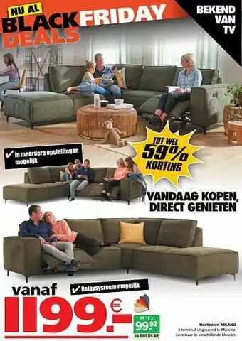 Seats and Sofas Hoeksalon milano aanbieding