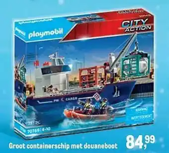 Makro Groot containerschip met douaneboot aanbieding