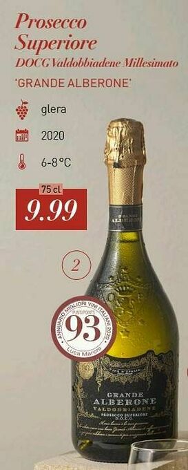 ALDI Prosecco superiore docg valdobbiadene millesimato grande alberone aanbieding