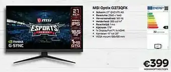 CompuDeals Msi optix g273qfk aanbieding
