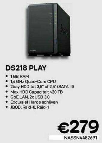 CompuDeals Syno logy ds218 play aanbieding