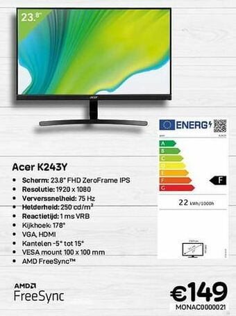 CompuDeals Acer k243y aanbieding