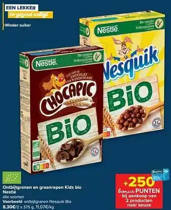 Carrefour Market Nestlé ontbijtgranen nesquik bio aanbieding
