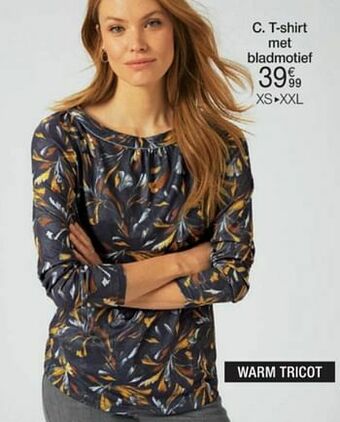 Damart T-shirt met bladmotief aanbieding