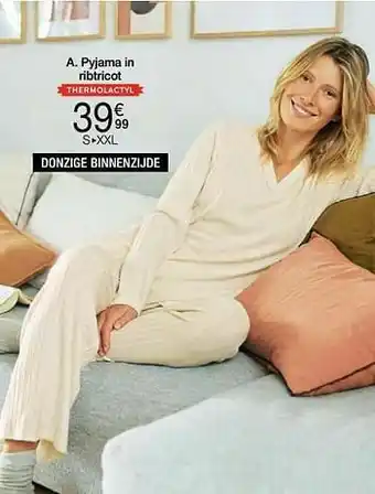 Damart Pyjama in ribtricot aanbieding