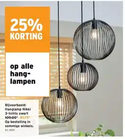 GAMMA Hanglamp Nikki 3-lichts zwart aanbieding