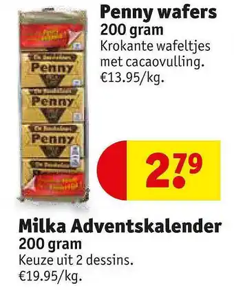 Kruidvat Penny Wafers, Milka Adventskalender aanbieding