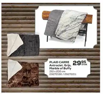 Supra Bazar Plaid Carre Antraciet, Grijs, Marble Of Buffy aanbieding