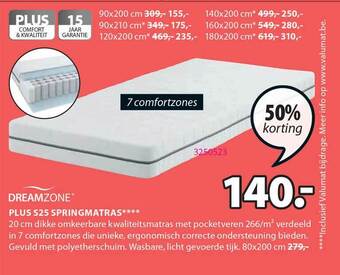 Jysk Plus S25 Springmatras aanbieding