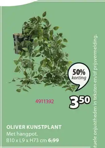 Jysk Oliver Kuntsplant aanbieding