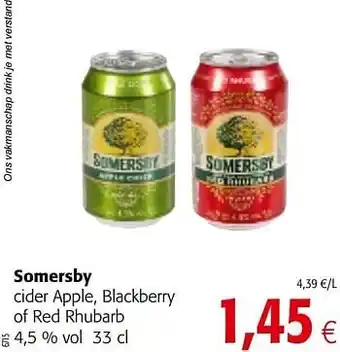 Colruyt Somersby cider apple, blackberry of red rhubarb aanbieding