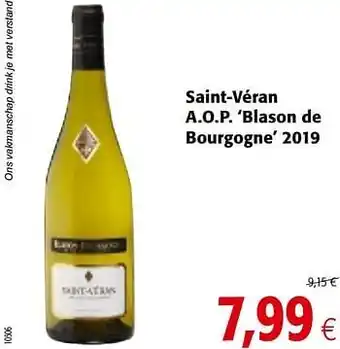 Colruyt Saint-véran a.o.p. blason de bourgogne 2019 aanbieding