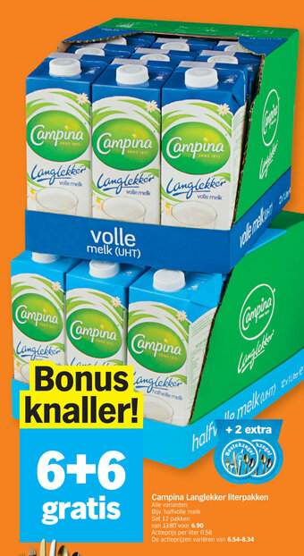 Albert Heijn Campina Langlekker literpakken aanbieding