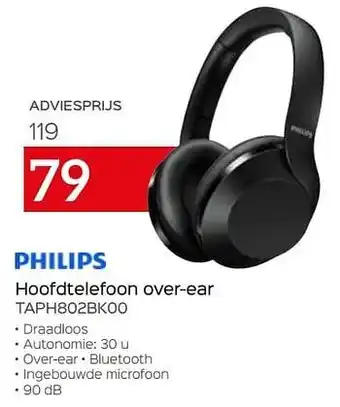 Selexion Philips hoofdtelefoon over-ear taph802bk00 aanbieding