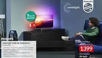 Selexion Philips ambilight uhd 4k android tv 65pus943512 aanbieding