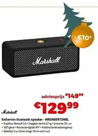 Marshall emberton bluetooth speaker - mrembertonbl