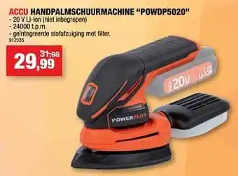 Hubo Powerplus accu handpalmschuurmachine powdp5020 aanbieding
