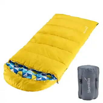 Decathlon Kinderslaapzak Dundee Junior - rechthoekige slaapzak kinderen - 175x70 cm - Geel aanbieding