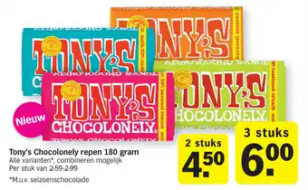 Albert Heijn Tony's Chocolonely repen 180gram aanbieding