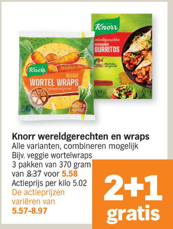 Albert Heijn Knorr wereldgerechten en wraps aanbieding