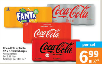 Albert Heijn Coca-Cola of Fanta 12 x 0.33 literblikjes aanbieding