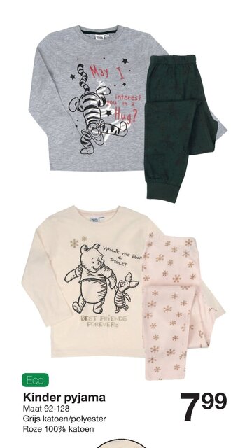 Zeeman Kinder Pyjama Maat 92-128 aanbieding